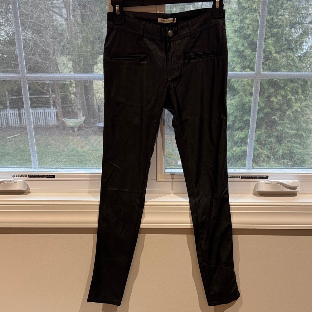 Ikks Black Kids Slim Faux-Leather Leggings Size 22 (14-16)